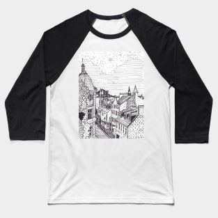 Aberdeen Town Scotland Pen Ink Drawing Baseball T-Shirt